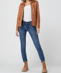Jilani Lederjacke Mit Reißverschlusstaschen - Cognac