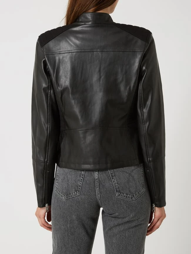 Calvin Klein Jeans Jacke In Leder-Optik Mit Stehkragen - Schwarz 5 Calvin Klein Jeans Jacke In Leder-Optik Mit Stehkragen - Schwarz – Bild 5