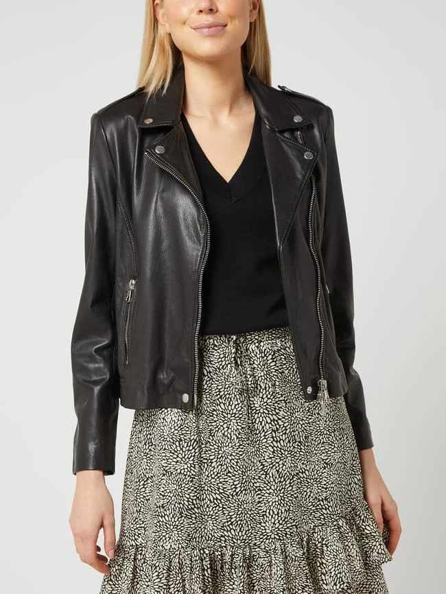 Oui Lederjacke Im Biker-Look - Schwarz 4 Oui Lederjacke Im Biker-Look - Schwarz – Bild 4