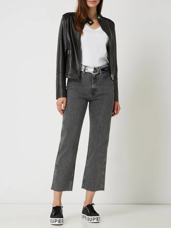 Calvin Klein Jeans Jacke In Leder-Optik Mit Stehkragen - Schwarz 1 Calvin Klein Jeans Jacke In Leder-Optik Mit Stehkragen - Schwarz