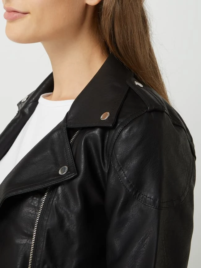 Noisy May Bikerjacke In Leder-Optik Modell 'Rollo' - Schwarz 3 Noisy May Bikerjacke In Leder-Optik Modell 'Rollo' - Schwarz – Bild 3