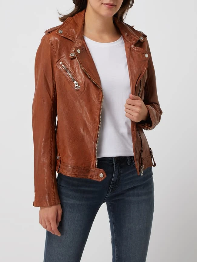 Gipsy Lederjacke Im Biker-Look Modell 'Famos' - Cognac 4 Gipsy Lederjacke Im Biker-Look Modell 'Famos' - Cognac – Bild 4