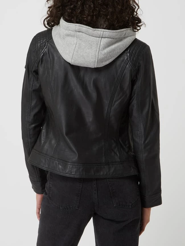 Cabrini Lederjacke Mit Abnehmbarer Kapuze - Schwarz 5 Cabrini Lederjacke Mit Abnehmbarer Kapuze - Schwarz – Bild 5
