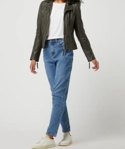 Jilani Lederjacke Im Biker-Look Modell 'Smilla' - Olivgrün