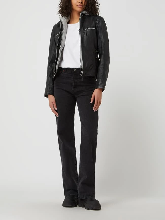 Cabrini Lederjacke Mit Abnehmbarer Kapuze - Schwarz 1 Cabrini Lederjacke Mit Abnehmbarer Kapuze - Schwarz