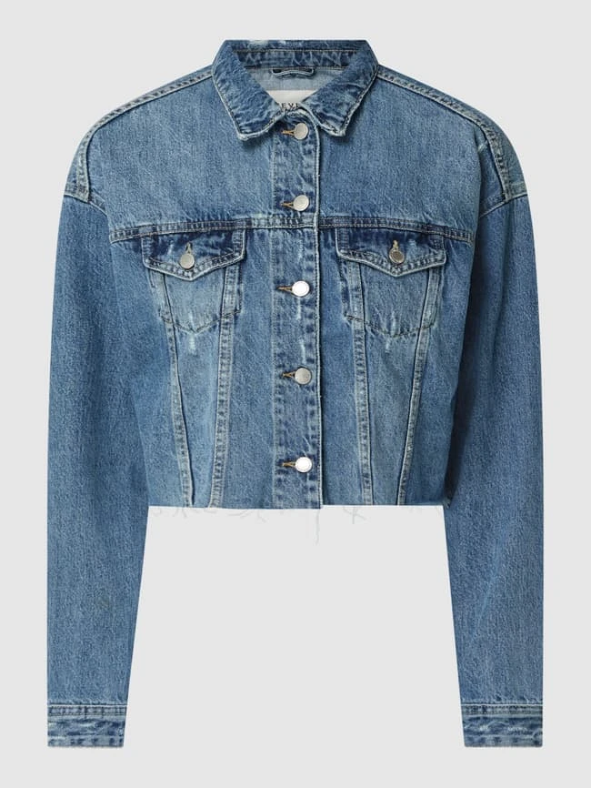 REVIEW Cropped Jeansjacke Aus Baumwolle - Blau 2 REVIEW Cropped Jeansjacke Aus Baumwolle - Blau – Bild 2