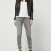 Gipsy Slim Fit Lederjacke Im Biker-Look Modell 'Piper' - Schwarz