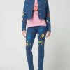 Love Moschino Cropped Jeansjacke Mit Floralem Muster - Jeans