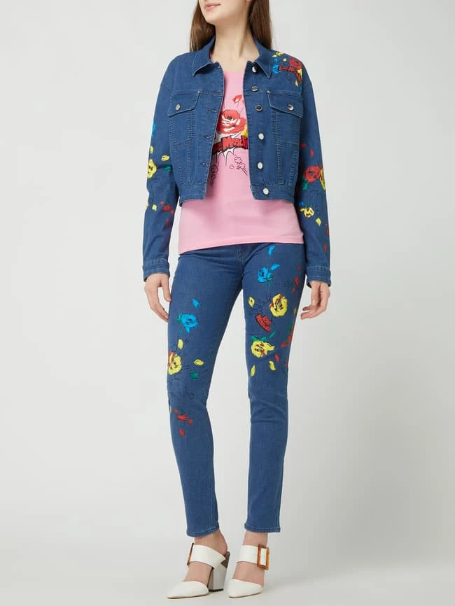 Love Moschino Cropped Jeansjacke Mit Floralem Muster - Jeans 1 Love Moschino Cropped Jeansjacke Mit Floralem Muster - Jeans