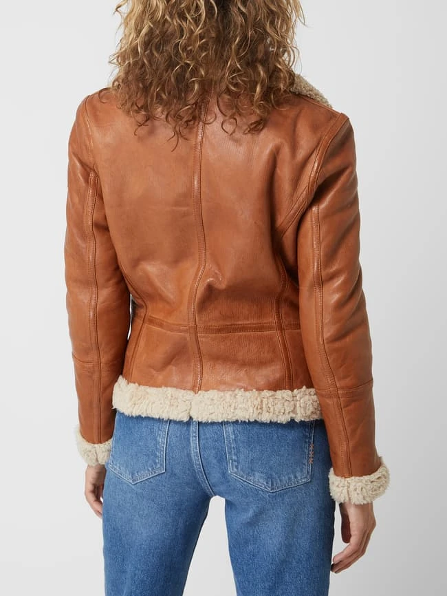 Cabrini Lederjacke Im Biker-Look Mit Teddyfell - Cognac 5 Cabrini Lederjacke Im Biker-Look Mit Teddyfell - Cognac – Bild 5