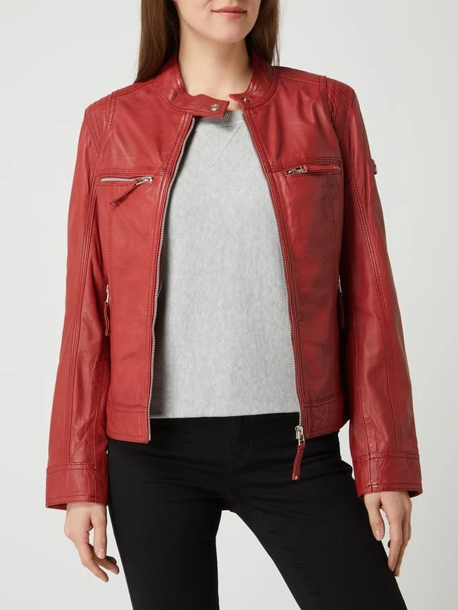 Cabrini Lederjacke Im Biker-Look - Rot 4 Cabrini Lederjacke Im Biker-Look - Rot – Bild 4