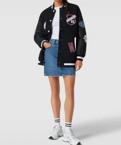 Tommy Jeans Oversized College-Jacke Mit Label-Patches - Schwarz
