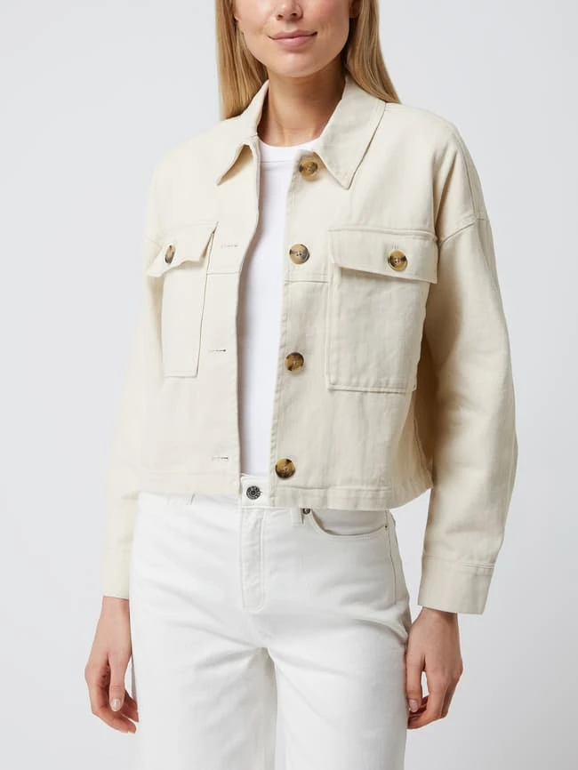 Opus Cropped Jeansjacke Mit überschnittenen Schultern Modell 'Hardil' - Beige 4 Opus Cropped Jeansjacke Mit überschnittenen Schultern Modell 'Hardil' - Beige – Bild 4