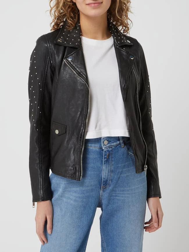 Gipsy Slim Fit Lederjacke Mit Nieten Modell 'Zarlia' - Schwarz 4 Gipsy Slim Fit Lederjacke Mit Nieten Modell 'Zarlia' - Schwarz – Bild 4