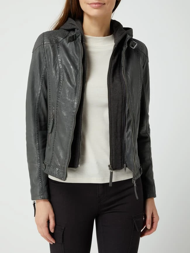 Gipsy Lederjacke Mit Reißverschlussblende - Anthrazit 4 Gipsy Lederjacke Mit Reißverschlussblende - Anthrazit – Bild 4