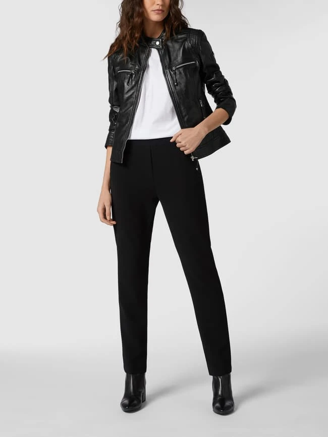 Cabrini Lederjacke Im Biker-Look - Schwarz 1 Cabrini Lederjacke Im Biker-Look - Schwarz