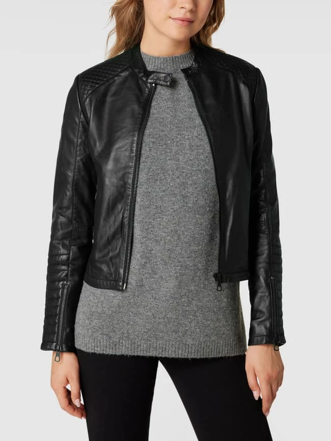 Set Lederjacke Im Biker-Look - Schwarz 4 Set Lederjacke Im Biker-Look - Schwarz – Bild 4