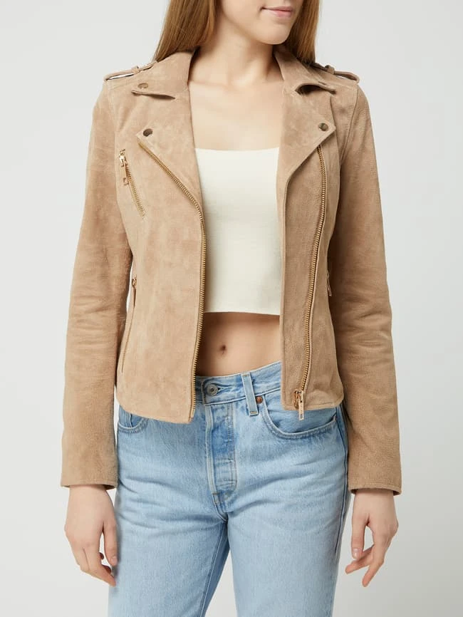 REVIEW Lederjacke Aus Veloursleder - Beige 4 REVIEW Lederjacke Aus Veloursleder - Beige – Bild 4