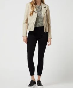 Oui Lederjacke Im Biker-Look - Offwhite
