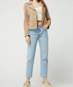 REVIEW Lederjacke Aus Veloursleder - Beige