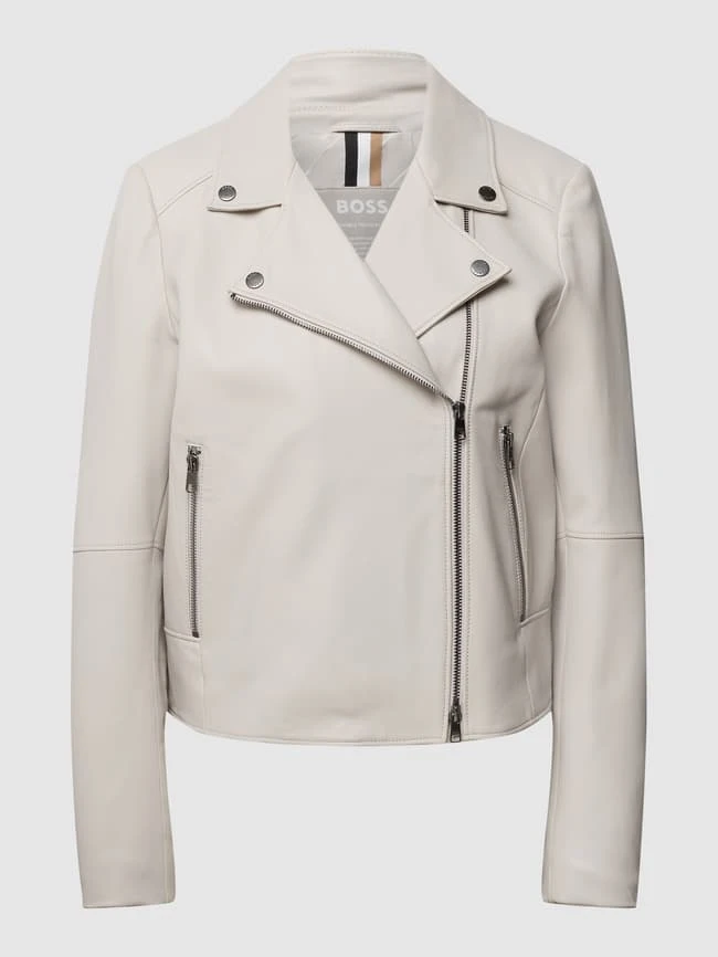 BOSS Casualwear Bikerjacke Aus Echtem Leder Modell 'Saleli' - Stein 2 BOSS Casualwear Bikerjacke Aus Echtem Leder Modell 'Saleli' - Stein – Bild 2