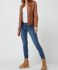 Jilani Lederjacke Mit Stehkragen - Cognac