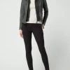 Gipsy Lederjacke Mit Reißverschlussblende - Anthrazit