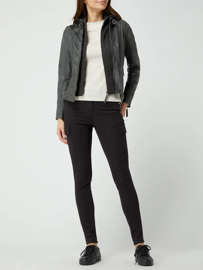 Gipsy Lederjacke Mit Reißverschlussblende - Anthrazit 1 Gipsy Lederjacke Mit Reißverschlussblende - Anthrazit