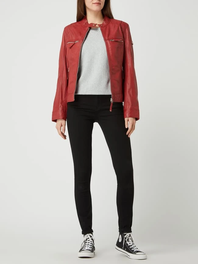 Cabrini Lederjacke Im Biker-Look - Rot 1 Cabrini Lederjacke Im Biker-Look - Rot