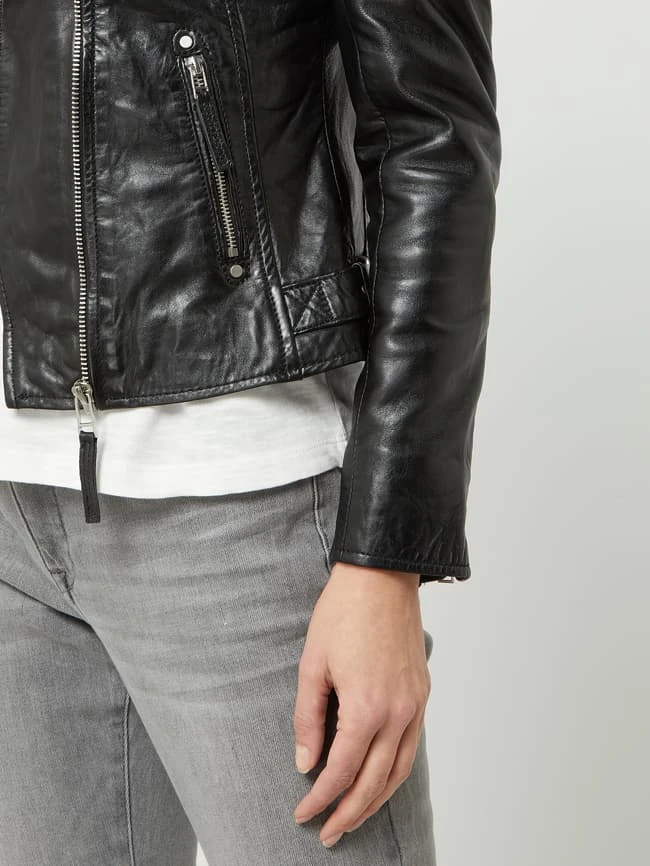 Gipsy Slim Fit Lederjacke Im Biker-Look Modell 'Piper' - Schwarz 3 Gipsy Slim Fit Lederjacke Im Biker-Look Modell 'Piper' - Schwarz – Bild 3