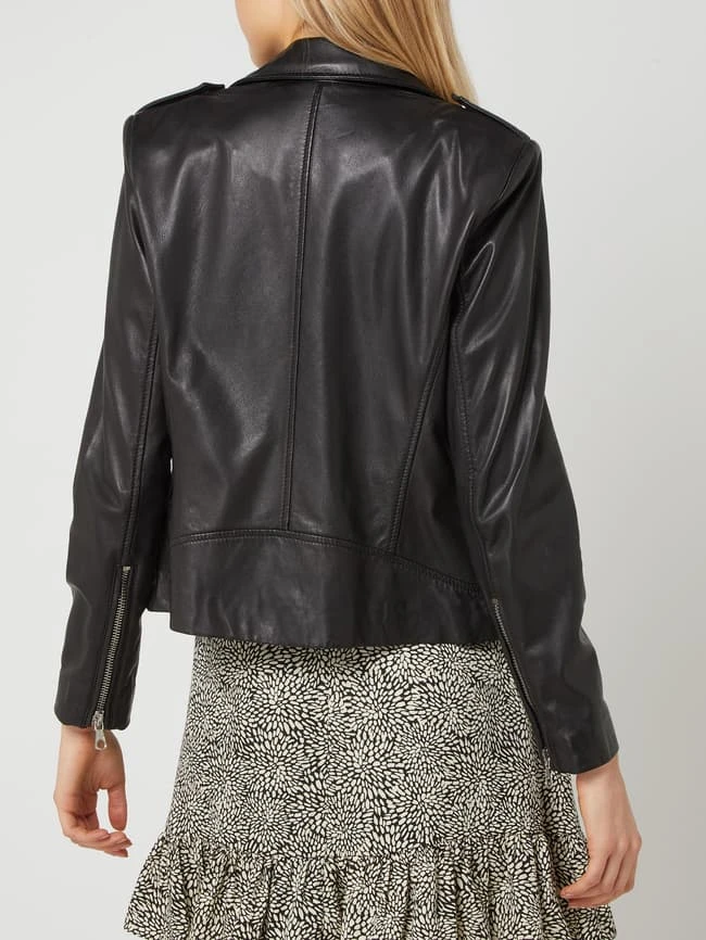 Oui Lederjacke Im Biker-Look - Schwarz 5 Oui Lederjacke Im Biker-Look - Schwarz – Bild 5