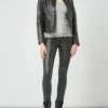 Gipsy Slim Fit Lederjacke Im Biker-Look Modell 'Cait' - Schwarz