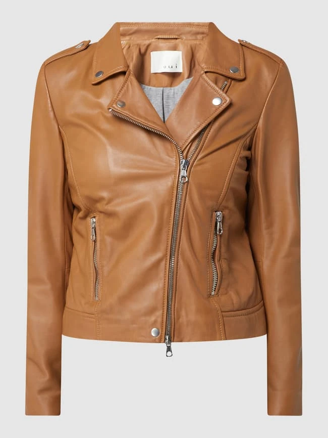 Oui Lederjacke Im Biker-Look - Camel 2 Oui Lederjacke Im Biker-Look - Camel – Bild 2