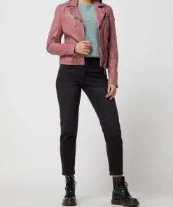 Gipsy Regular Fit Lederjacke Im Biker-Look - Rosa