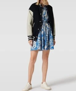 Jake*s Casual College-Jacke Mit Kontraststreifen - Marineblau