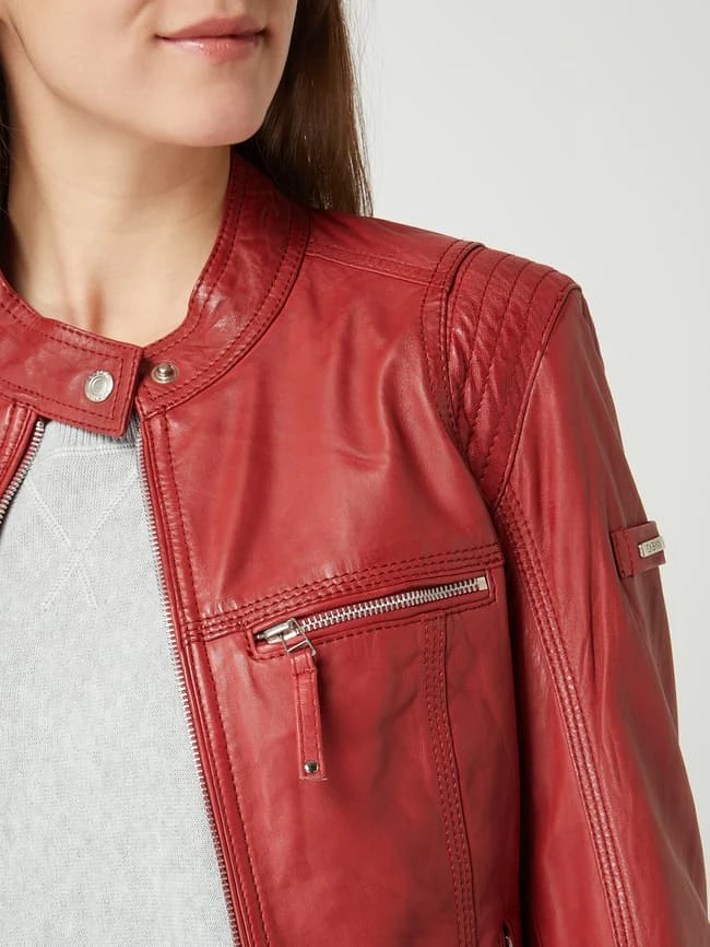 Cabrini Lederjacke Im Biker-Look - Rot 3 Cabrini Lederjacke Im Biker-Look - Rot – Bild 3