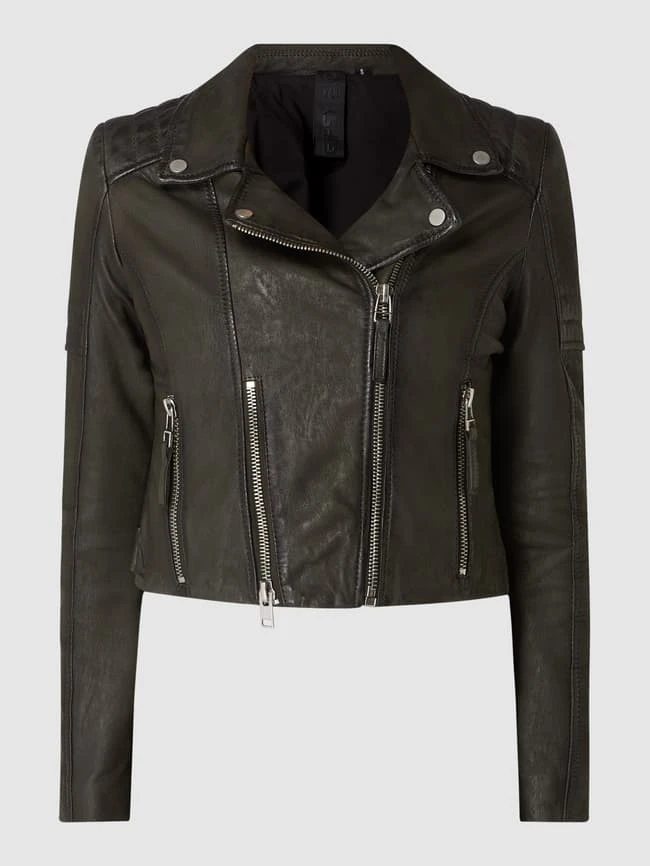 Gipsy Slim Fit Lederjacke Im Biker-Look Modell 'Shalin' - Olivgrün 2 Gipsy Slim Fit Lederjacke Im Biker-Look Modell 'Shalin' - Olivgrün – Bild 2