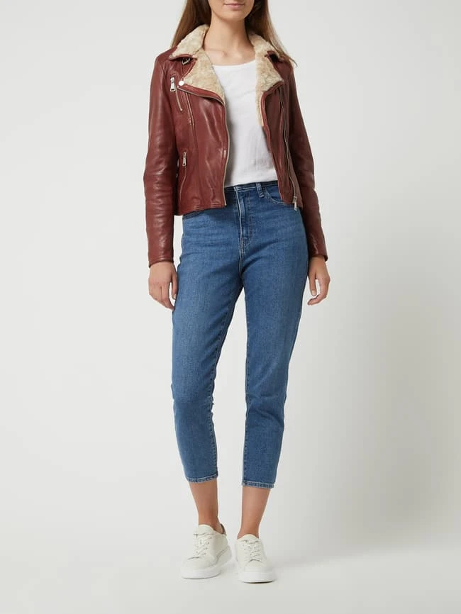 Freaky Nation Lederjacke Mit Webpelz Modell 'Biker Princess' - Wattiert - Bordeaux Rot 1 Freaky Nation Lederjacke Mit Webpelz Modell 'Biker Princess' - Wattiert - Bordeaux Rot