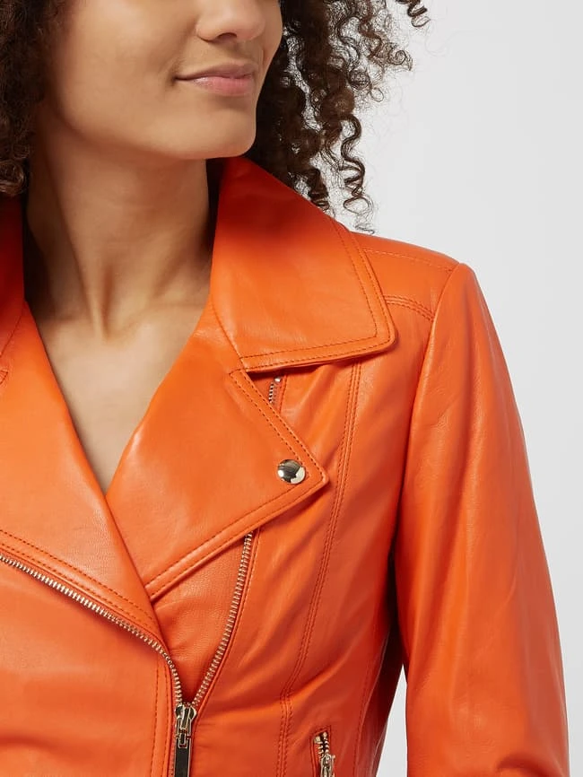 Studio AR Lederjacke Im Biker-Look Modell 'Lovato' - Orange 3 Studio AR Lederjacke Im Biker-Look Modell 'Lovato' - Orange – Bild 3