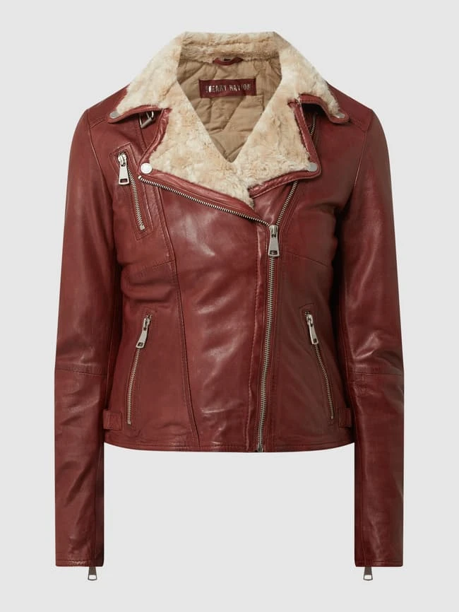Freaky Nation Lederjacke Mit Webpelz Modell 'Biker Princess' - Wattiert - Bordeaux Rot 2 Freaky Nation Lederjacke Mit Webpelz Modell 'Biker Princess' - Wattiert - Bordeaux Rot – Bild 2