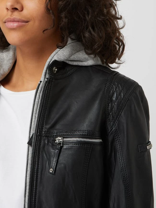 Cabrini Lederjacke Mit Abnehmbarer Kapuze - Schwarz 3 Cabrini Lederjacke Mit Abnehmbarer Kapuze - Schwarz – Bild 3